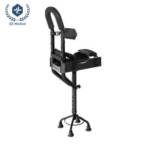 Muleta para fractura de tobillo con base cu&aacute;druple antideslizante y dise&ntilde;o de manos libres: andador de rodilla ajustable de alta resistencia de 330 libras para recuperaci&oacute;n de lesiones en las piernas, aleaci&oacute;n de aluminio y acolchado de EVA (altura de 150 a 190 cm)