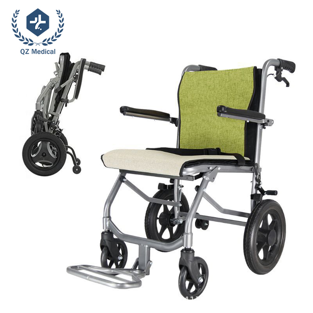 Silla de ruedas plegable de aluminio ultraligera, 10,5 kg, reposabrazos plegable de 360&deg; en un solo paso