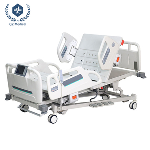 Medizinisches Intensivbett mit Gewichts&uuml;berwachung und LCD-Touchscreen – elektrisches Krankenhausbett mit 5 Funktionen, hydraulischen Gel&auml;ndern, HLW-&Uuml;berbr&uuml;ckung und leisen Rollen f&uuml;r die Intensivpflege/Heimgebrauch