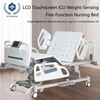 Lit m&eacute;dical ICU avec surveillance du poids et &eacute;cran tactile LCD – Lit d'h&ocirc;pital &eacute;lectrique 5 fonctions avec garde-corps hydrauliques, commande de RCP et roulettes silencieuses pour soins intensifs/usage domestique
