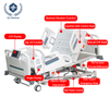Lit m&eacute;dical ICU avec surveillance du poids et &eacute;cran tactile LCD – Lit d'h&ocirc;pital &eacute;lectrique 5 fonctions avec garde-corps hydrauliques, commande de RCP et roulettes silencieuses pour soins intensifs/usage domestique