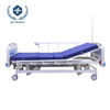 Cama de hospital manual de triple manivela con capacidad de 200 kg y respaldo de 80&deg; - Cama de enfermer&iacute;a de acero recubierta con aerosol resistente para cl&iacute;nicas/hogares de ancianos, incluye barandillas plegables y portasueros